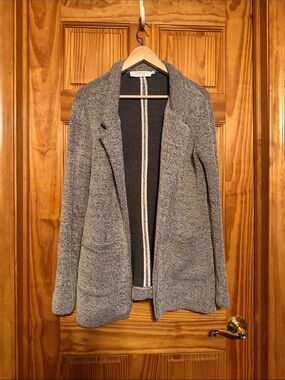 Astr Open-Front Knit Cardigan in Heather Gray